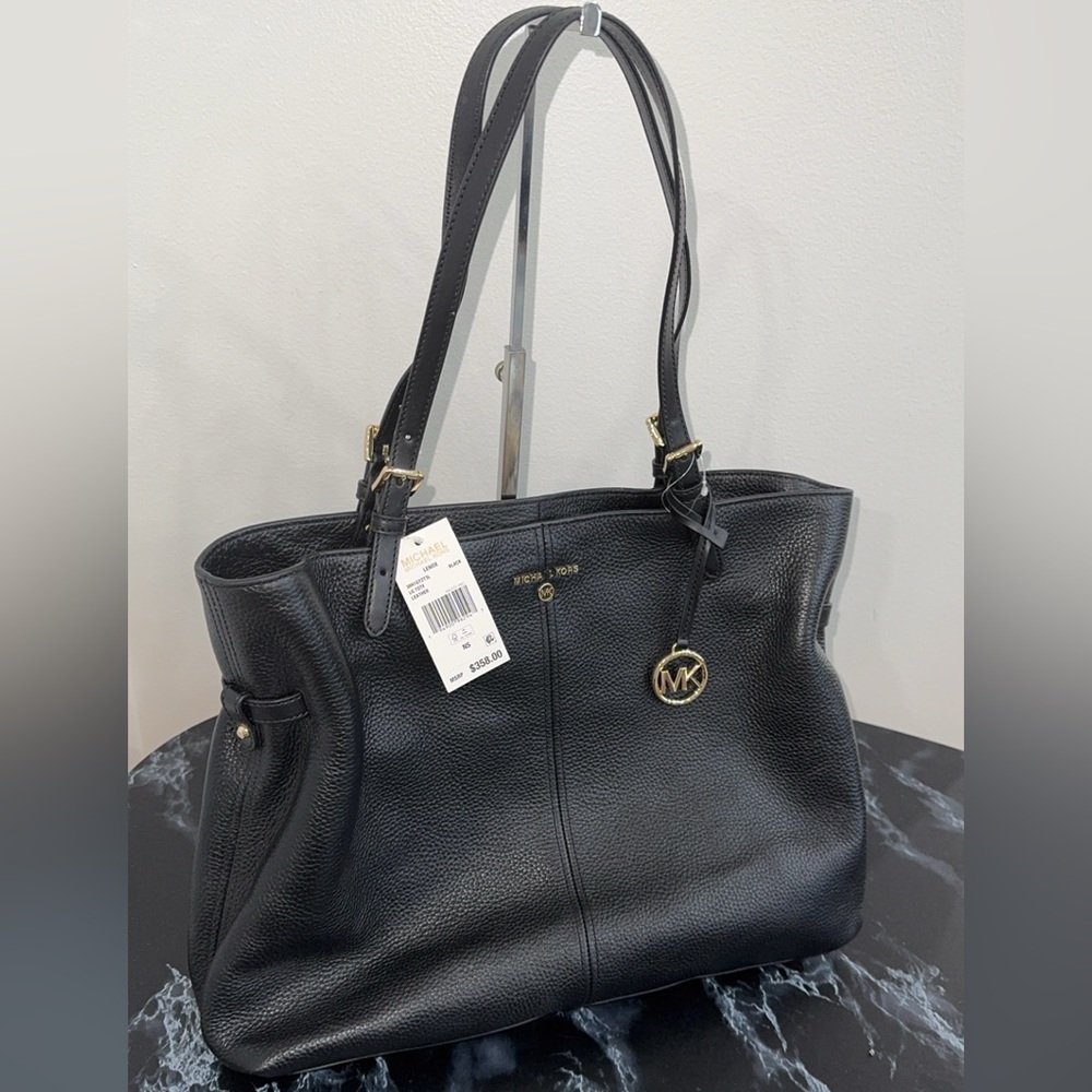 MICHAEL KORS Handbag Lenox Large Leather Black Tote NEW AUTHENTIC -MINOR DEFECT - Picture 7 of 11